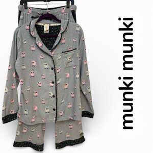 Munki Munki Gray and Pink Owl Pajama Set